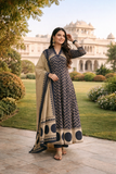 Mirror Embroidered Anarkali Kurti Set—