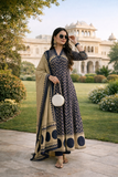 Mirror Embroidered Anarkali Kurti Set—