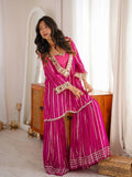 Rani Gold Zari Mirror Work Sharara Set