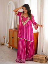 Rani Gold Zari Mirror Work Sharara Set