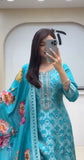 Blue Premium Chanderi Kurti Set,