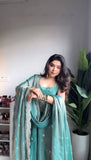 Women Fandy Silk Thread & Sequin Work Kurta Set with Pant & Dupatta
