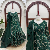 Green heavy embroidery anarkali suit set