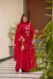 Chiffon Short Kurta with Sharara Palazzo & Dupatta Set