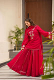 Chiffon Short Kurta with Sharara Palazzo & Dupatta Set