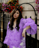 3- Purple Piece Printed Shrug Set