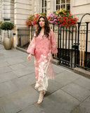 3 piece pink printed shrug set