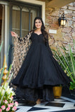 Elegant Black Kurti Palazzo Set with Statement Mirror Work Dupatta
