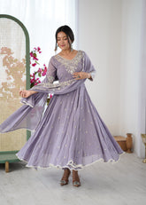 Elegant Embroidered Rembo Sequence Designer Anarkali Set