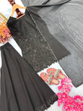 Black Elegant Heavy Embroidered Palazzo Set ✨