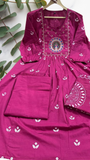Anarkali kurta set with Cotton Pant & Malmal Dupatta embroidery pattern.