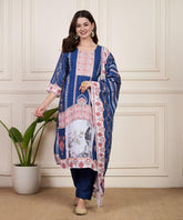 Blue & White gorgeous muslin suit set