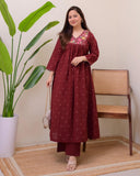 Elegant A-Line Kurta Pant Suit for Festive Gatherings