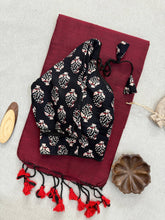 Elegant Khadi Cotton Saree with Heavy Embroidery Blouse