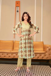 Cotton Blend Geometric Printed Co-ord Set – Perfect Office & Evening Wear