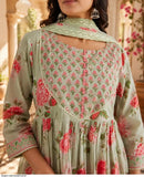 Ruhi Pista Green Floral Printed Anarkali Suit Set with Dupatta