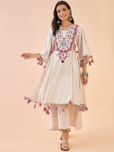 Cotton Embroidered & Mirror Work Kurta with Palazzo