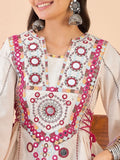 Cotton Embroidered & Mirror Work Kurta with Palazzo