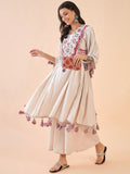 Cotton Embroidered & Mirror Work Kurta with Palazzo