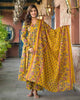 Floral printed mustard yellow kurta set