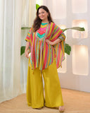 Yellow Multi Muse Handwork Kaftan Crepe Sharara Set