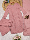 Pink chikankari embroidery 3 pic suit