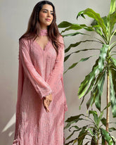 Pink chikankari embroidery 3 pic suit