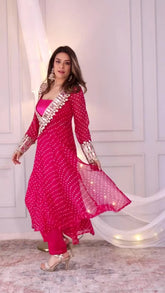 Indo-Western 3-Piece Set – Rani Kurti, Blouse &; Pant – Party Wear for Women