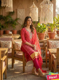 Maroon Bandhani Chinon Suit Set