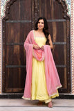 Designer Lemon Yellow Georgette Anarkali Set