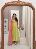 Designer Lemon Yellow Georgette Anarkali Set