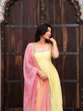 Designer Lemon Yellow Georgette Anarkali Set