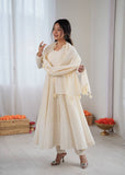 Pure Kora Cotton Schiffli Work Anarkali Set for Women | Festive Ready-to-Wear Suit