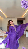 Elegant Dark Purple Bhandhni Satin Georgette 3-Piece Set