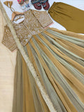 Elegant Embroidered Silk Gown Set