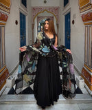 3 piece Black Crepe Anarkali Suit Set