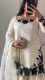 Elegant Fendy Silk Embroidered Kurta Set with Farshi Pants & Dupatta