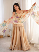 Brush Print Organza Silk Kurta Set