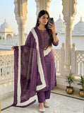 Festive Cotton purple lehriya print Kurta Sets