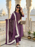 Festive Cotton purple lehriya print Kurta Sets