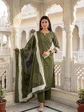Festive Cotton green lehriya Kurta Sets