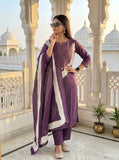 Festive Cotton purple lehriya print Kurta Sets