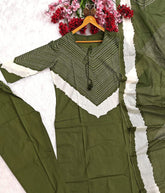 Festive Cotton green lehriya Kurta Sets