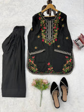 Embroidered Rayon Kurta Set with Farshi Salwar