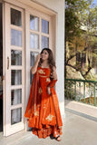 Orange Anarkali 3 piece suit set