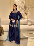 Embroidered Crepe Kurta Set with Farshi Salwar with Chinon Silk Dupatta
