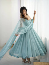 Crunch Silk Anarkali Suit Set with Pant & Dupatta