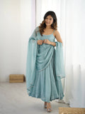 Crunch Silk Anarkali Suit Set with Pant & Dupatta