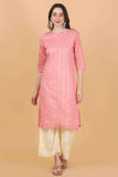 Pink chanderi Jacquard Weave Kurti - Style Like A Diva