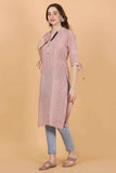 PINK STRIPES Chanderi Jacquard Fabric Kurti One Piece Comfortable Summer Wear - Style Like A Diva